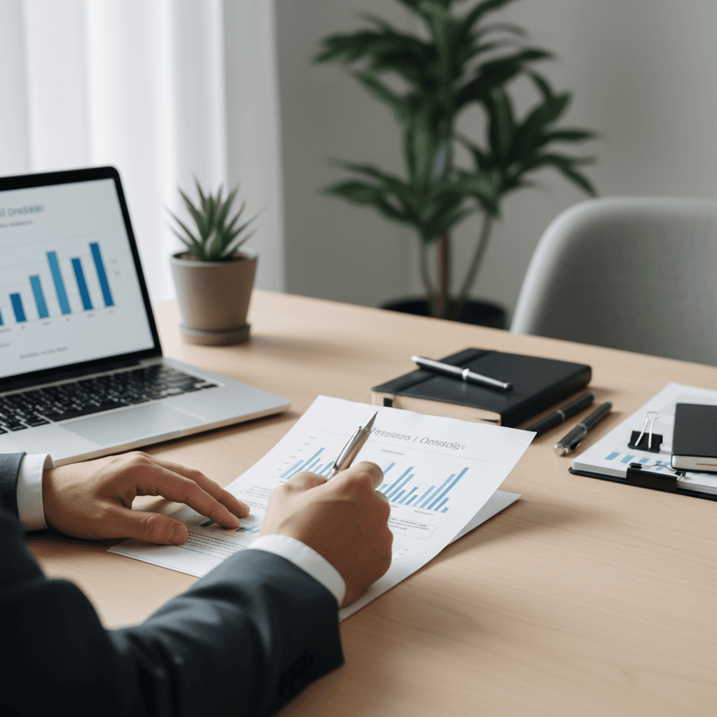 Business professionals reviewing plastic material specifications and samples