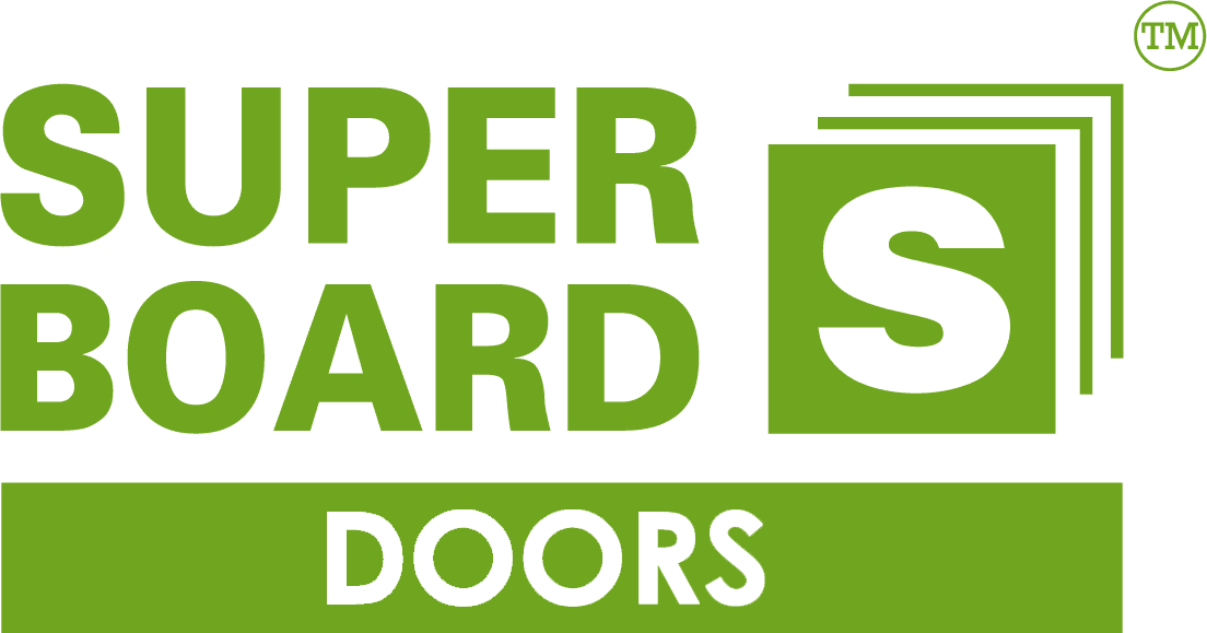 Green Super Board Doors logo with a white S inside a square and stacked boards.